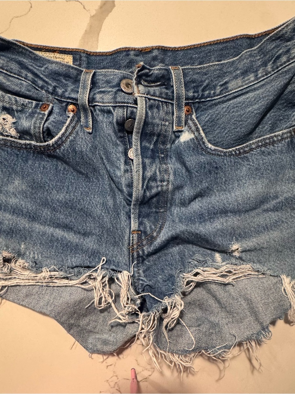 Levi's Light Blue Distressed Denim Cutoff Shorts